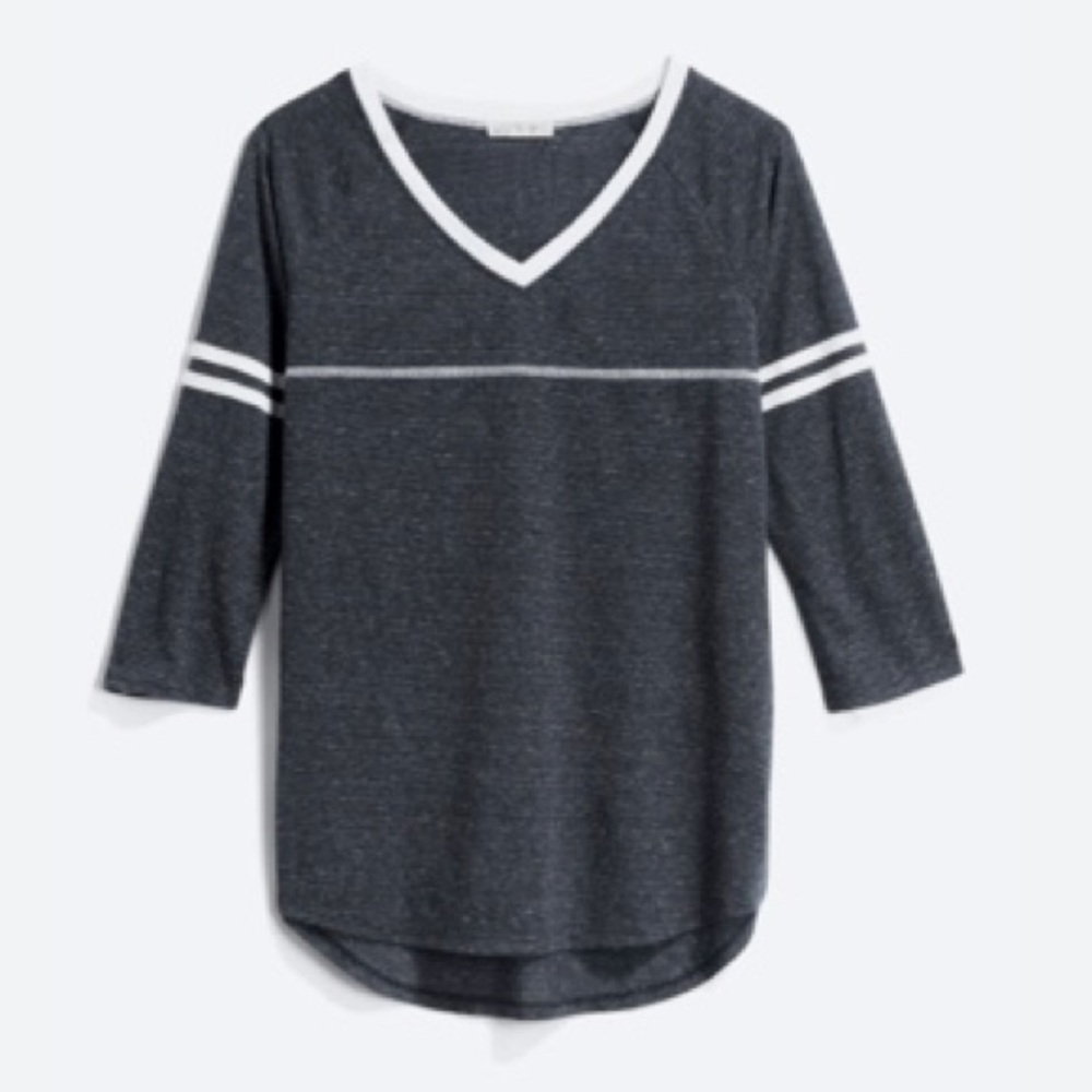 Corine Varsity Stripe Knit Top 3/4 sleeve